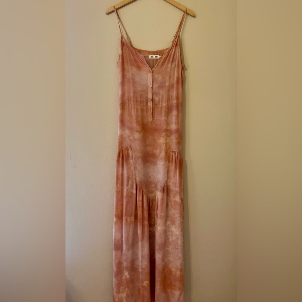 LACAUSA Pink Tie Dye Midi Dress Women’s Size S Small